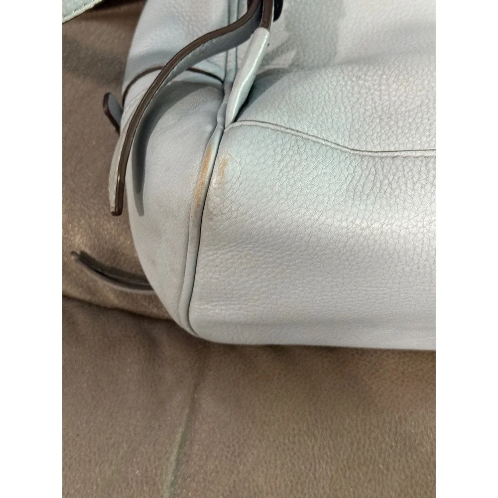 Michael Kors Pale Blue Leather Backpack Double Zip Front‎ Pocket